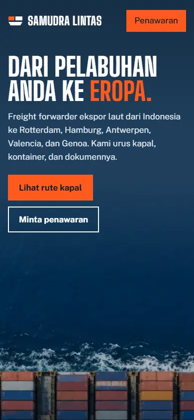 Samudra Lintas Logistics di layar ponsel